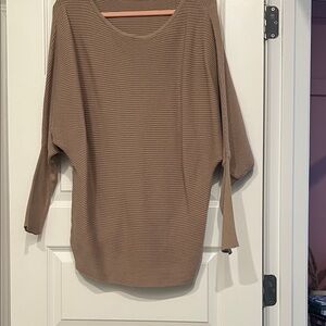 Private Label Tan Ribbed Crew Neck Sweater